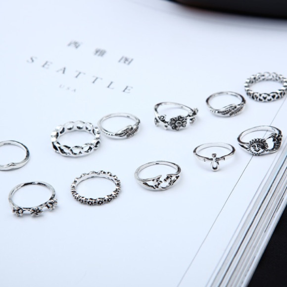 NEW 11PC UNIQUE MOON MIDI RING SET - Picture 3 of 3